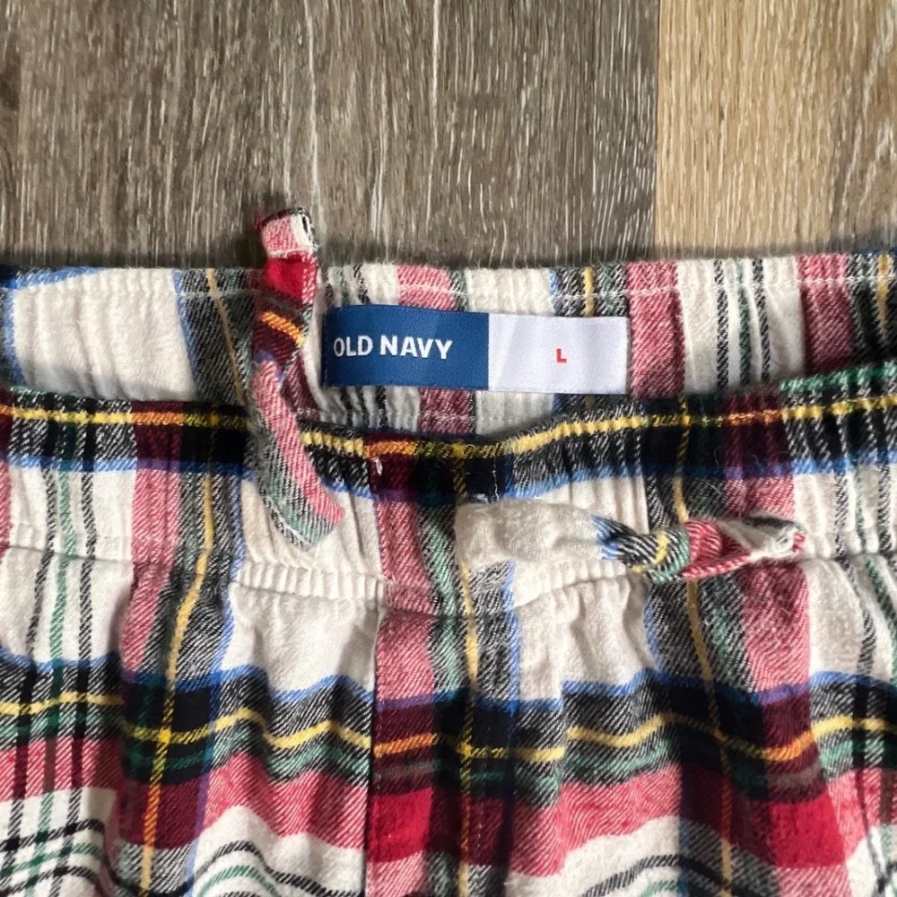 Old Navy Pajama Pants Mens Large Red White‎ Blue Plaid Drawstring Lounge Pockets